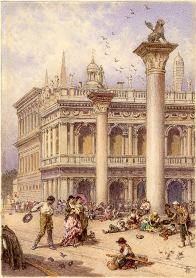 Bibliothek des Markusplatzes, Venedig, 1868 von Myles Birket Foster